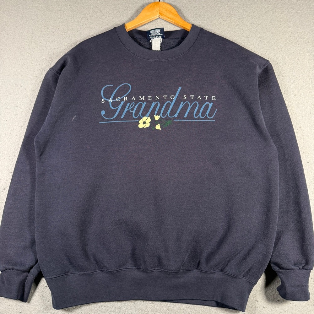 Vintage Sacramento State Grandma Vintage Sweatshirt Navy‎ Blue XL Jansport